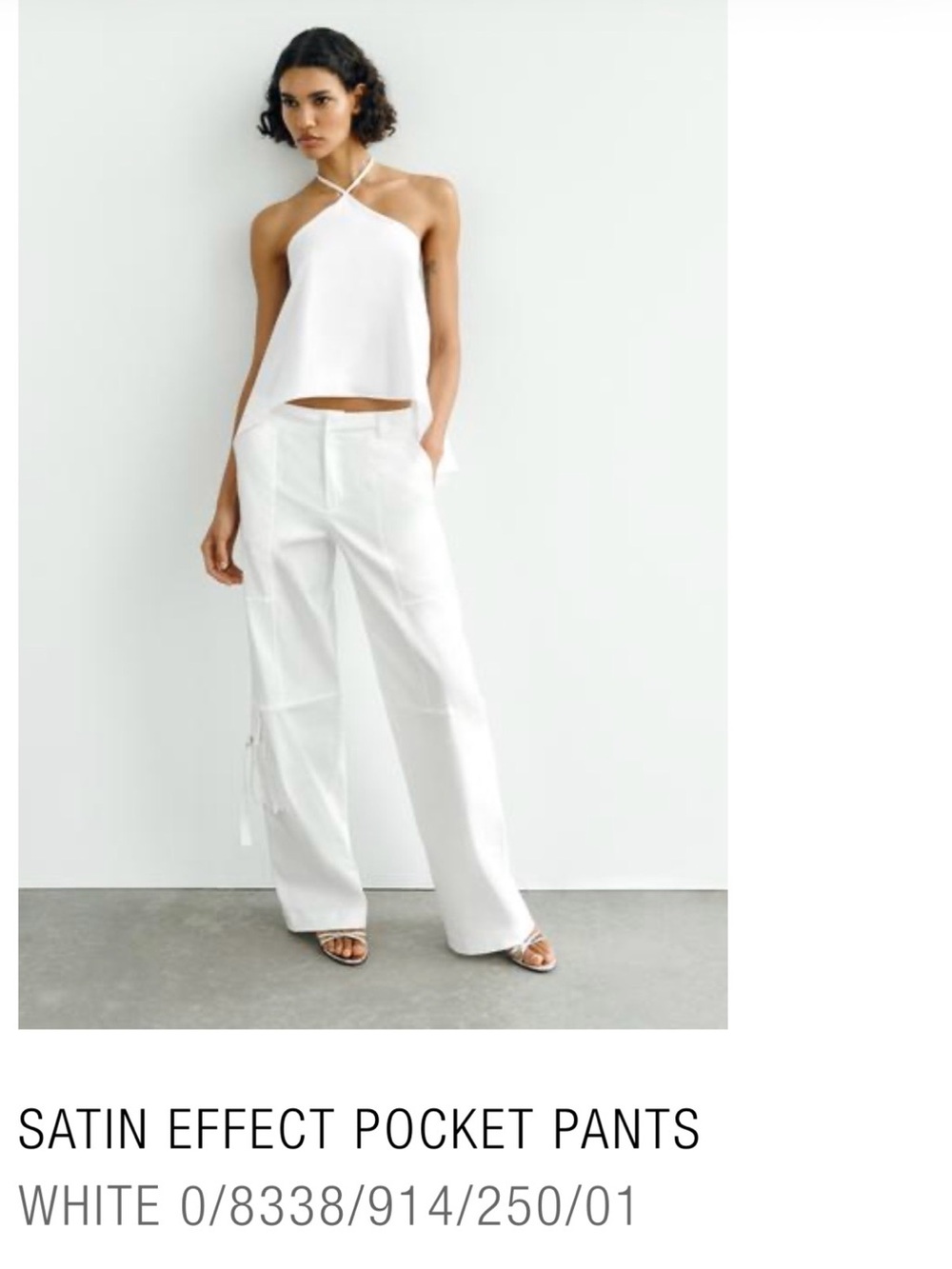 Zara Satin Effect Pocket Pants - White, tall girl friendly!